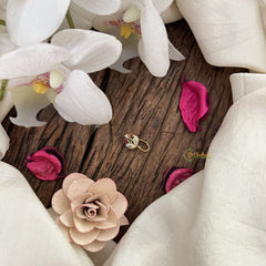 Vriksham Antique Floral Golden Naths/Nose pin-Red Green & White-G18615