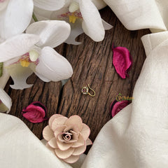 Vriksham Designer Square Golden Naths/Nose pin-Red White & Green-G18628