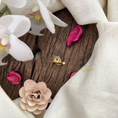 Vriksham Golden Naths/Nose pin-Tear Drop-Red White-Pearl-G18621