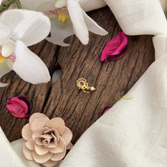 Vriksham Golden Naths/Nose pin-Tear Drop-Red-Pearl-G18622