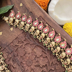 Vriksham Antique Peacock Red Green & White Stone 1 gm gold Neckpiece-G20308