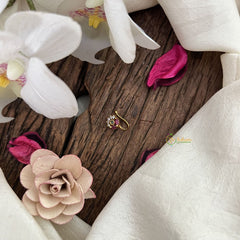 Vriksham Designer Floral Golden Naths/Nose pin-Green Red & White-G18625