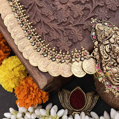 Vriksham God Narayana Lakshmi Idol With Lakshmi Coin Style 1 gm Gold Long Neckpiece-G20306