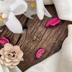 Vriksham Trio Golden Naths/Nose pin-Red White & Green-G18633