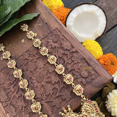 Vriksham Lakshmi Pendant With Peacock 1 gm Gold Neckpiece-Red-G20311