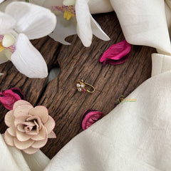 Vriksham Trio Golden Naths/Nose pin-Red White-G18632