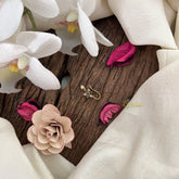 Vriksham Flower Golden Naths/Nose pin-Red White & Green-Pearl-G18637