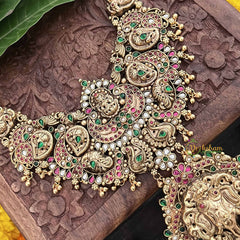 Vriksham Divine Lakshmi Peacock With Elephant Pendant 1 gm Gold Finish Neckpiece-Gold Bead-G20321
