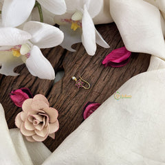 Vriksham Flower Golden Naths/Nose pin-Red-Pearl-G18638