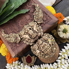 Vriksham Grand Heritage Lion Dual Lakshmi Pendant 1 gm Gold Finish Neckpiece-Gold Leaf-G20322