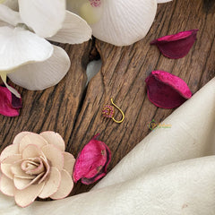 Vriksham Unique Designer AD Stone Nath/Nose pin-Red-G17411