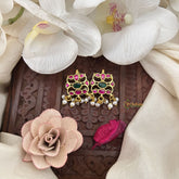 Vriksham Royal Square Kundan Jadau Press Bugadi-Red Green-Pearl-J3498