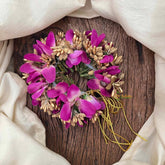 Vriksham Handmade Deep Pink & Gold Artificial Floral Gajra For Hair Bun Flower Accessories-KH1335