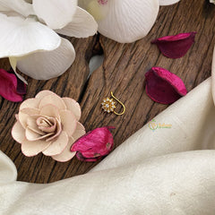 Vriksham Exquisite Floral AD Stone Nath/Nose pin-White-G17413