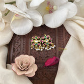 Vriksham Royal Square Kundan Jadau Press Bugadi-Red Green & White-Pearl-J3499