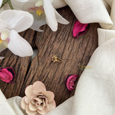 Vriksham Floral Golden Naths/Nose pin-Red White-G18645