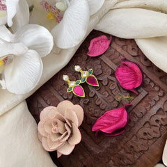 Vriksham Gulab Drop Bugdi Kundan Jadau Press Bugadi-Red Green & White-Pearl-J3503