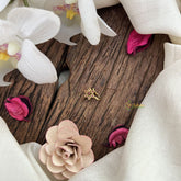 Vriksham Floral Golden Naths/Nose pin-Red-G18644