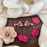 Vriksham Peacock Grace Kundan Jadau Press Bugadi-Red Green & White-J3504