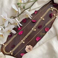 Vriksham Gold Look Alike Designer Oval Kundan & Pearl Thin Hip Chain-G17969