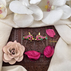 Vriksham Peacock Grace Kundan Jadau Press Bugadi-Red Green-J3505