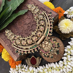 Vriksham Classic Peacock 1 gm Gold Finish Necklace-Green Bead-G20312