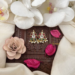 Vriksham Antique Petal Oval Kundan Jadau Press Bugadi-Red Green & White-Pearl-J3496