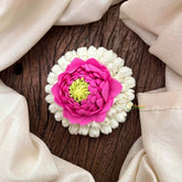 Vriksham Lotus Bloom Faux Malligai & Pink Peony Hair Brooch Flower Accessories-KH1343