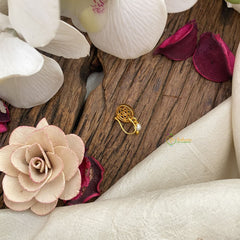 Vriksham Circle Shaped AD Stone Nath/Nose pin-White Red & Green-G17372