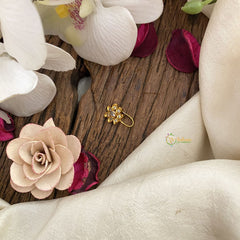 Vriksham Unique Floral AD Stone Nath/Nose pin-White-G17369