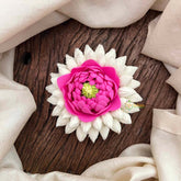 Vriksham Minimalist Artificial Jasmine Buds and Pink Lotus Hair Brooch Flower Accessories-KH1341