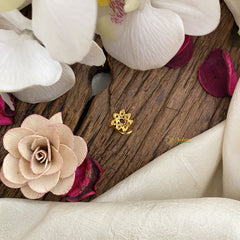 Vriksham Unique Floral AD Stone Nath/Nose pin-White Red-G17370