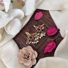 Vriksham Floral Style Press Kundan Jadau Bugadi-Red Green-Pearl-J3494