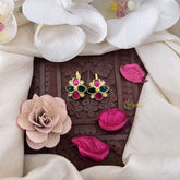 Vriksham Dewdrop Glam Kundan Jadau Press Bugadi-Red Green & White-J3513