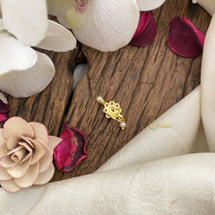 Vriksham Floral AD Stone Nath/Nose pin-Pearl-Red-G17340