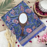 Vriksham Blue & Pitch Floral Maheshwari Silk Cotton Saree-Handloom Maheshwari Saree-VS4941