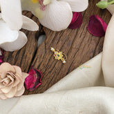 Vriksham Floral AD Stone Nath/Nose pin-Pearl-Red,Green & White-G17341