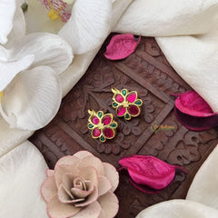 Vriksham Dewdrop Glam Kundan Jadau Press Bugadi-Red Green-J3514