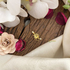 Vriksham Floral AD Stone Nath/Nose pin-Pearl-Red,Green & White-G17341