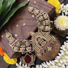 Vriksham Classic Lotus Lakshmi Devi Temple 1 gm Gold Finish Choker-G20318