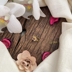 Vriksham Golden Naths/Nose pin-Red White-G18652