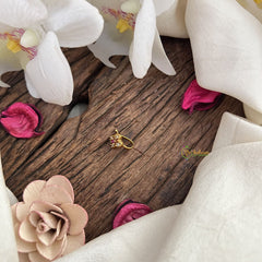 Vriksham Floral Golden Naths/Nose pin-Red White-G18646