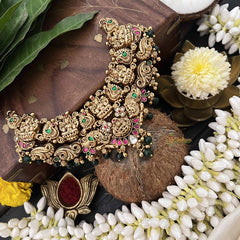 Vriksham Designer Laksmi Style 1 gm Gold Choker-Green Bead-G20313