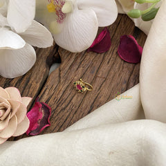 Vriksham Tear Drop AD Stone Nath/Nose pin-Red,Green & White-G17338