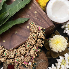 Vriksham Designer Laksmi Style 1 gm Gold Choker-Green Bead-G20313