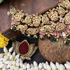 Vriksham Designer Laksmi Style 1 gm Gold Choker-Green Bead-G20313