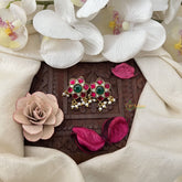 Vriksham Antique Sheesh Phool Jadau Press Bugadi-Red Green & White-Pearl-J3574