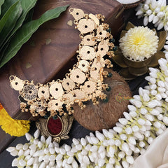 Vriksham Designer Laksmi Style 1 gm Gold Choker-Green Bead-G20313