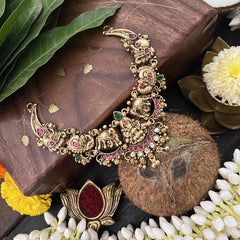 Vriksham Traditional Lakshmi With Dual Elephant 1 gm Gold Finish Choker-Gold Bead-G20320