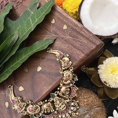 Vriksham Traditional Lakshmi With Dual Elephant 1 gm Gold Finish Choker-Gold Bead-G20320